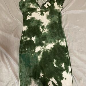 Green Tie-Dye Women's Dress